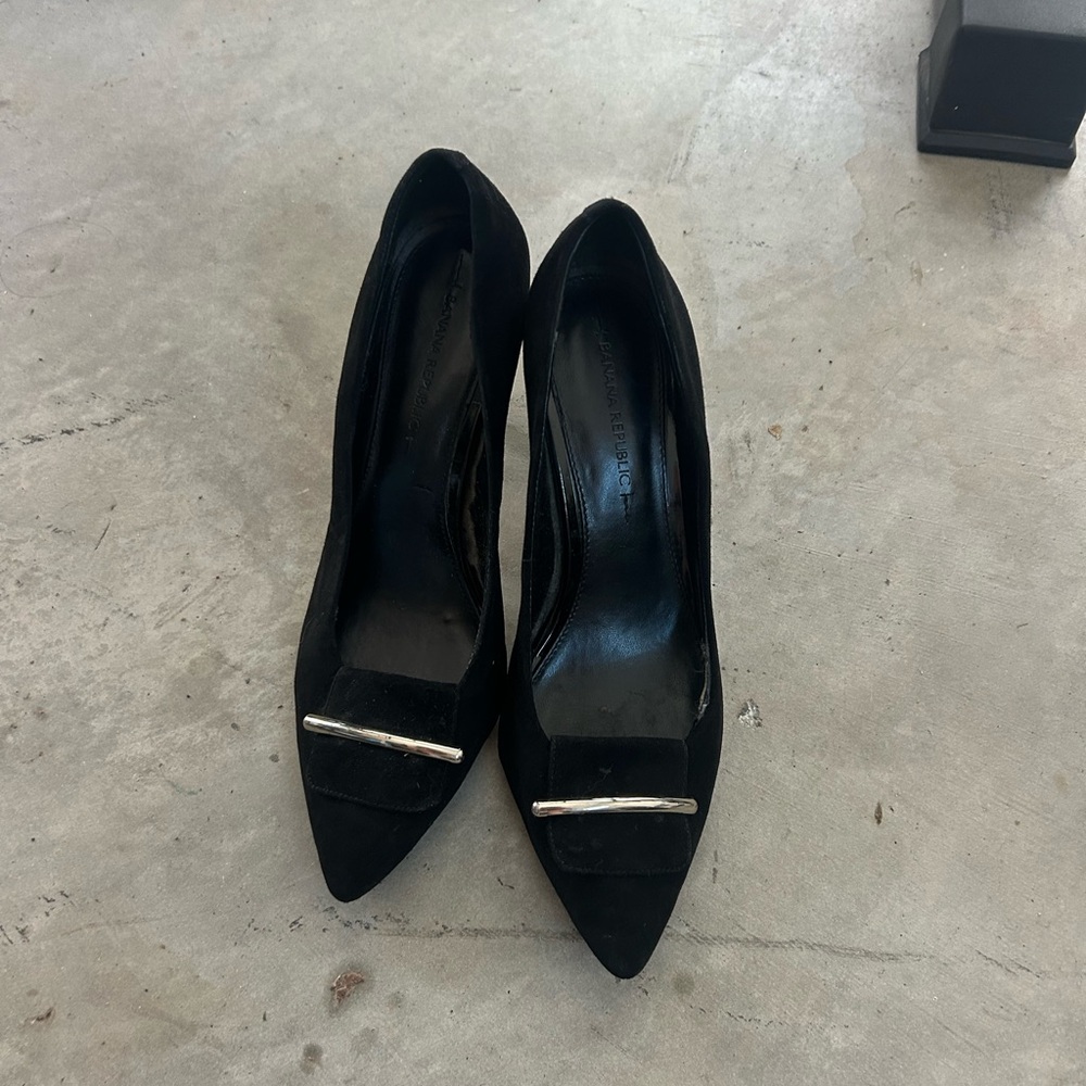 Banana Republic Black Heels with Silver Accent